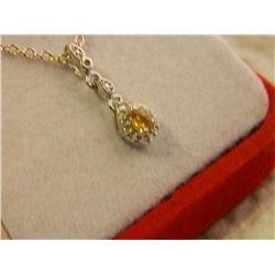 NEW NECKLACE - PEAR FACETTED SAPPHIRE IN STERLING SILVER SETTING - INCLUDES CERTIFICATE $250