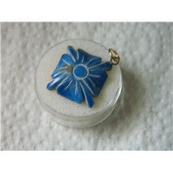 PENDANT - CARVED LAPIS STONE - SQUARE - 3/4" X 3/4"