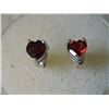 Image 2 : EARRINGS- GORGEOUS HEART FACETED 1.29CTW GARNET IN STERLING SILVER SETTING -PLATINUM OVERLAY - POST 