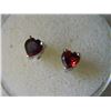 Image 3 : EARRINGS- GORGEOUS HEART FACETED 1.29CTW GARNET IN STERLING SILVER SETTING -PLATINUM OVERLAY - POST 