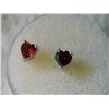 Image 4 : EARRINGS- GORGEOUS HEART FACETED 1.29CTW GARNET IN STERLING SILVER SETTING -PLATINUM OVERLAY - POST 