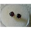Image 3 : EARRINGS- CLASSIC  ROUND FACETED 1.2CT GARNET IN STERLING SILVER SETTING - PLATINUM OVERLAY - POST &