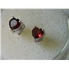 Image 1 : EARRINGS- GORGEOUS HEART FACETED 1.29CTW GARNET IN STERLING SILVER SETTING -PLATINUM OVERLAY - POST 