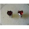 Image 2 : EARRINGS- GORGEOUS HEART FACETED 1.29CTW GARNET IN STERLING SILVER SETTING -PLATINUM OVERLAY - POST 