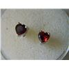 Image 3 : EARRINGS- GORGEOUS HEART FACETED 1.29CTW GARNET IN STERLING SILVER SETTING -PLATINUM OVERLAY - POST 
