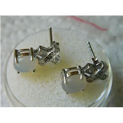 EARRINGS - NEW CREAM CHALCADONY & DIAMONDS EARRINGS - NEW CREAM CHALCADONY & DIAMOND IN STERLING SIL