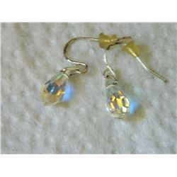 EARRINGS- CRYSTAL TEAR DROPS WITH STERLING SILVER FRENCH HOOKS
