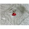 Image 3 : RING - STERLING SILVER - RED STONE - STAMPED 925