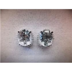 EARRINGS - 3.5CTW GREEN AMETHYST & DIAMOND IN STERLING SILVER SETTING - INCLUDES CERTIFICATE $350