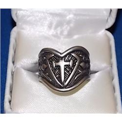 RING - CRUSADER CROSS & SHEILD SILVER RING