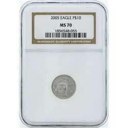2005 $10 American Platinum Eagle Coin NGC MS70