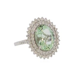 14KT White Gold 4.98ct Aquamarine and Diamond Ring