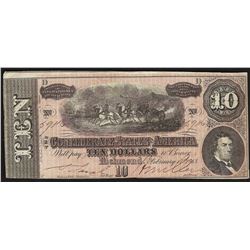 1864 $10 The Confederate States of America Note
