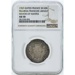 1767 Dated France Silver Feu-8926 Francois Libault Silver Coin NGC AU58