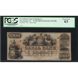 1800's $1,000 New Orleans Canal & Banking Co. Obsolete Note PCGS Choice New 63