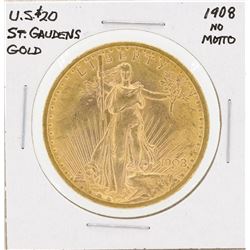 1908 $20 No Motto St. Gaudens Double Eagle Gold Coin