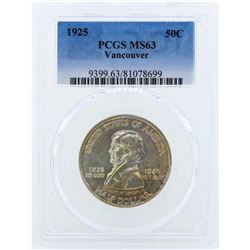 1925 Fort Vancouver Centennial Half Dollar PCGS Graded MS63
