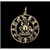 Image 1 : 14KT Yellow Gold 0.10ct Ruby Zodiac Pendant