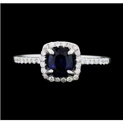 18KT White Gold 0.91ct. Blue Sapphire and Diamond Ring