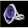 Image 2 : Platinum 6.41ct Tanzanite and Diamond Ring