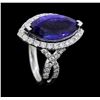 Image 4 : Platinum 6.41ct Tanzanite and Diamond Ring