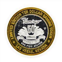 .999 Silver Flamingo Hilton Las Vegas $10 Casino Gaming Token Limited Edition