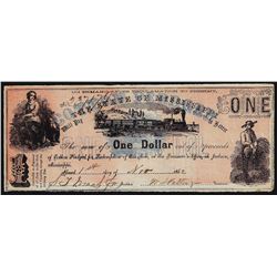 1862 $1 The State of Mississippi Obsolete Bank Note