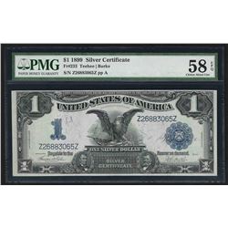 1899 $1 Black Eagle Silver Certificate Note PMG Choice About Uncirculated 58EPQ