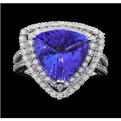 Platinum 5.80ct Tanzanite and Diamond Ring