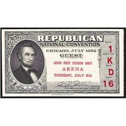 July 8th 1952 Republican National Convention Ticket