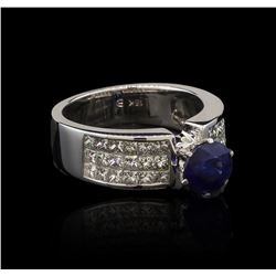 18KT White Gold 1.61ct Blue Sapphire and Diamond Ring