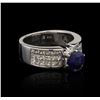 Image 1 : 18KT White Gold 1.61ct Blue Sapphire and Diamond Ring
