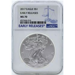 2017 $1 American Silver Eagle Coin NGC MS70 Early Releases