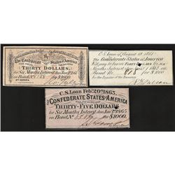 Lot of (3) Confederate States of America Bonds