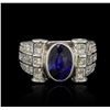 Image 2 : 18KT White Gold 3.29ct GIA Cert Blue Sapphire and Diamond Ring