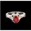 Image 2 : 18KT Two Tone Gold 1.85ct Padparadscha and Diamond Ring