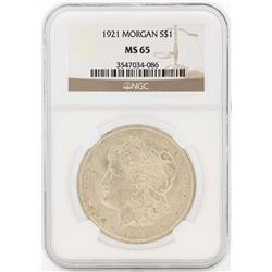 1921 $1 Morgan Silver Dollar Coin NGC MS65