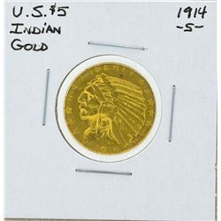 1914-S $5 Indian Head Half Eagle Gold Coin