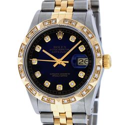 Rolex Mens Two Tone 14KT Yellow Gold 0.75ctw Diamond Datejust Wristwatch