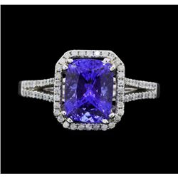 14K White Gold 3.02 ct. Tanzanite and Diamond Ring