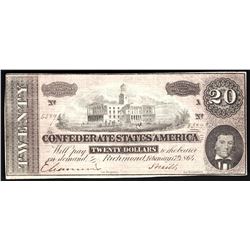 1864 $20 The Confederate States of America Note