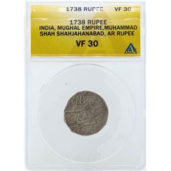 1738 India Rupee Mughal Empire Coin ANACS VF30