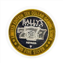 .999 Silver Ballys Las Vegas $10 Casino Gaming Token Limited Edition