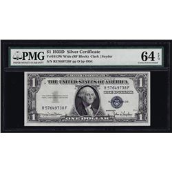 1935D $1 Silver Certificate Note Wide PMG Choice Uncirculated 64EPQ
