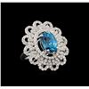 Image 1 : 18KT White Gold 3.73ct Sapphire and Diamond Ring