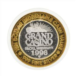 .999 Silver Grand Casino Biloxi Mississippi $10 Casino Gaming Token Limited Edit