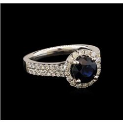 14KT White Gold 1.78ct Blue Sapphire and Diamond Ring