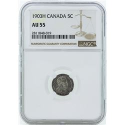 1903H Canada 5 Cent Coin NGC AU55
