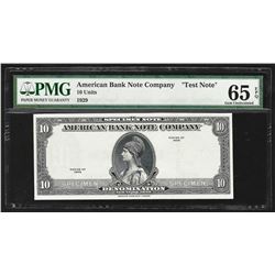 1929 American Bank Note Company Test Note 10 Units PMG Gem Uncirculated 65EPQ