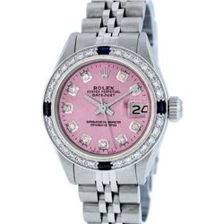 Rolex Stainless Steel 0.70ctw Sapphire and Diamond Datejust Ladies Wristwatch